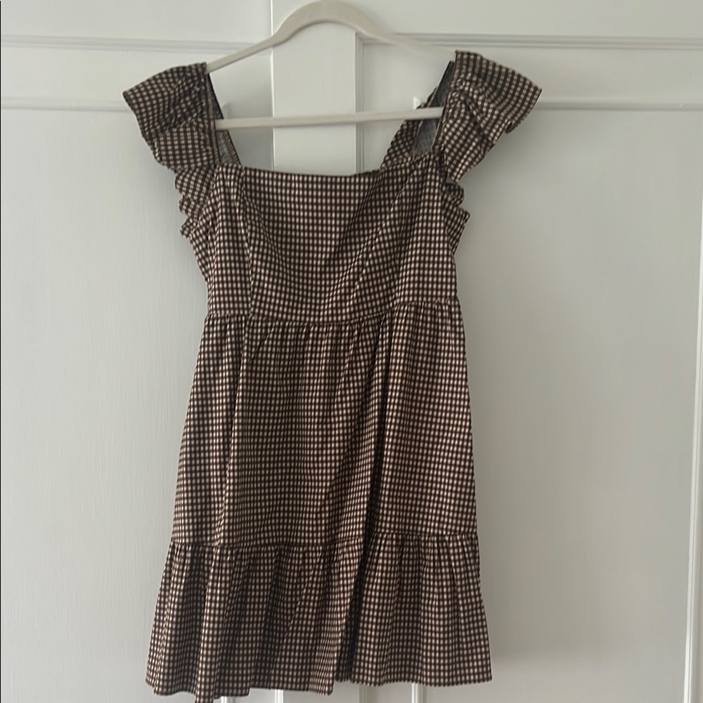 Reformation Brow. Checkered Ruffle Dress
